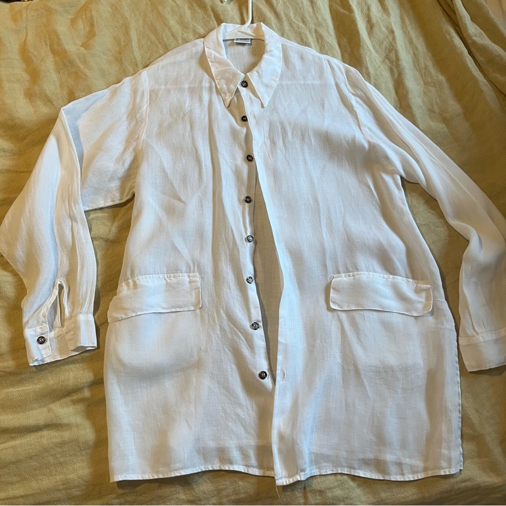 Vintage CP Shades Linen White Top Tunic Size S